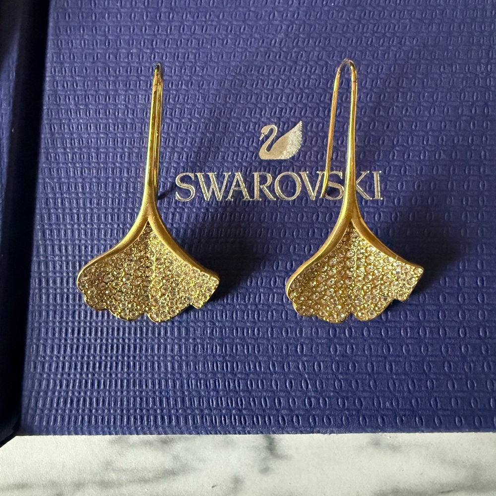 Swarovski Gold Earrings with Crystal Accents